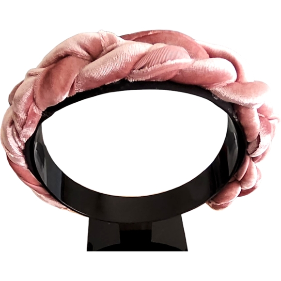 Just-Jen Rose Gold Pink Fashion Braided Black Satin Hair Accessory Headband NWT - Picture 7 of 10